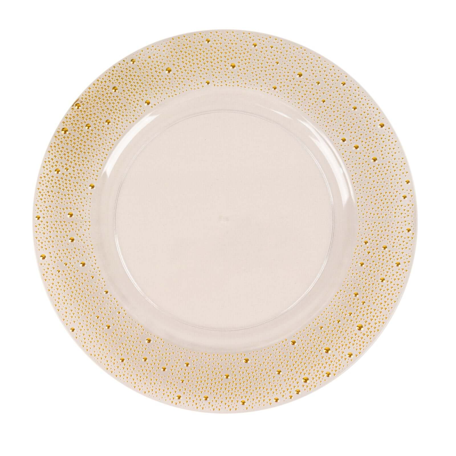 6-Pack Plastic Charger Plates 13" Round Clear with Gold Pearl Beaded Rim - Upscale Dinner Serving Plates - Image 8
